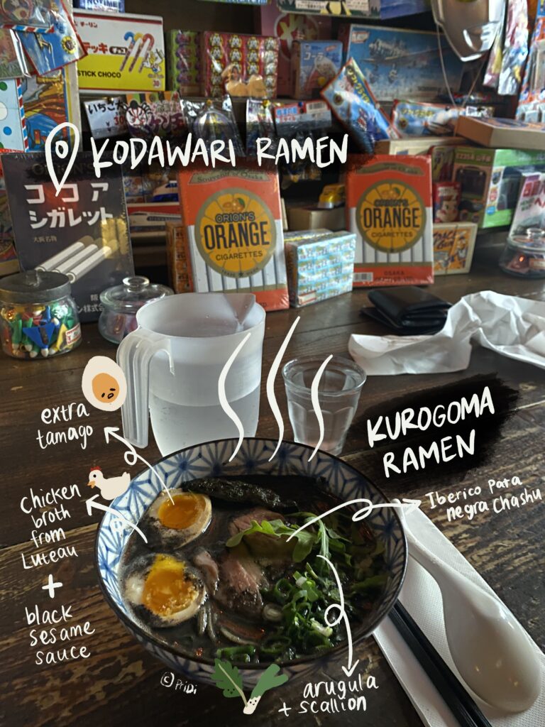 Kurogoma Ramen from black sesame at Kodawari Ramen (Yokocho) Paris, with an extra egg