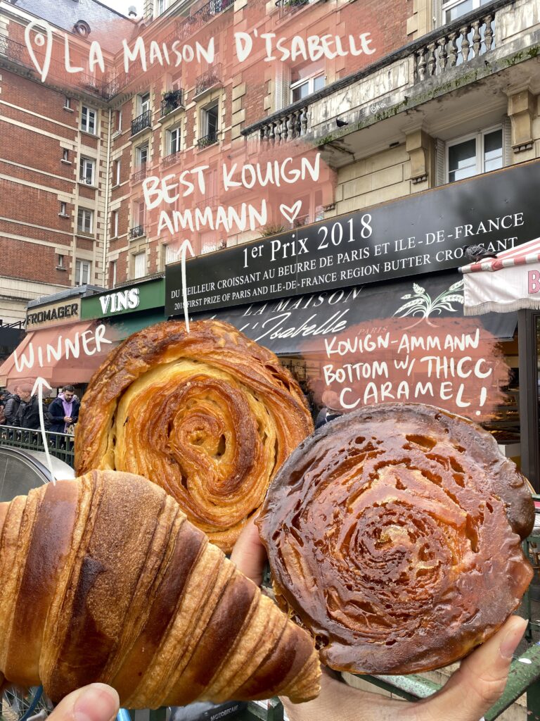 Croissant and kouign ammann pastries at the bakery La maison d'Isabelle