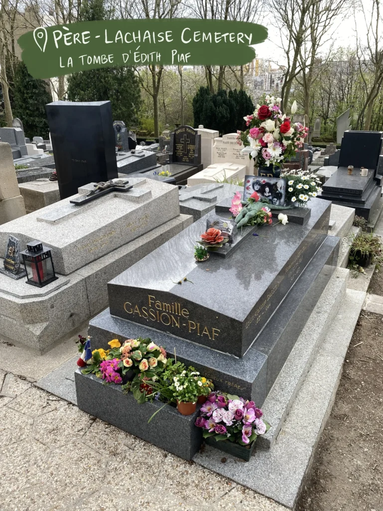 The grave of Edith Piaf in the Père lachaise cemetery, paris 10th arrondissement