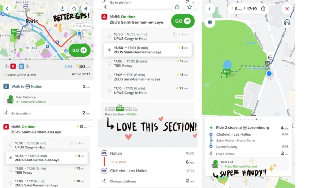 screenshots of Citymapper application on mobile phone