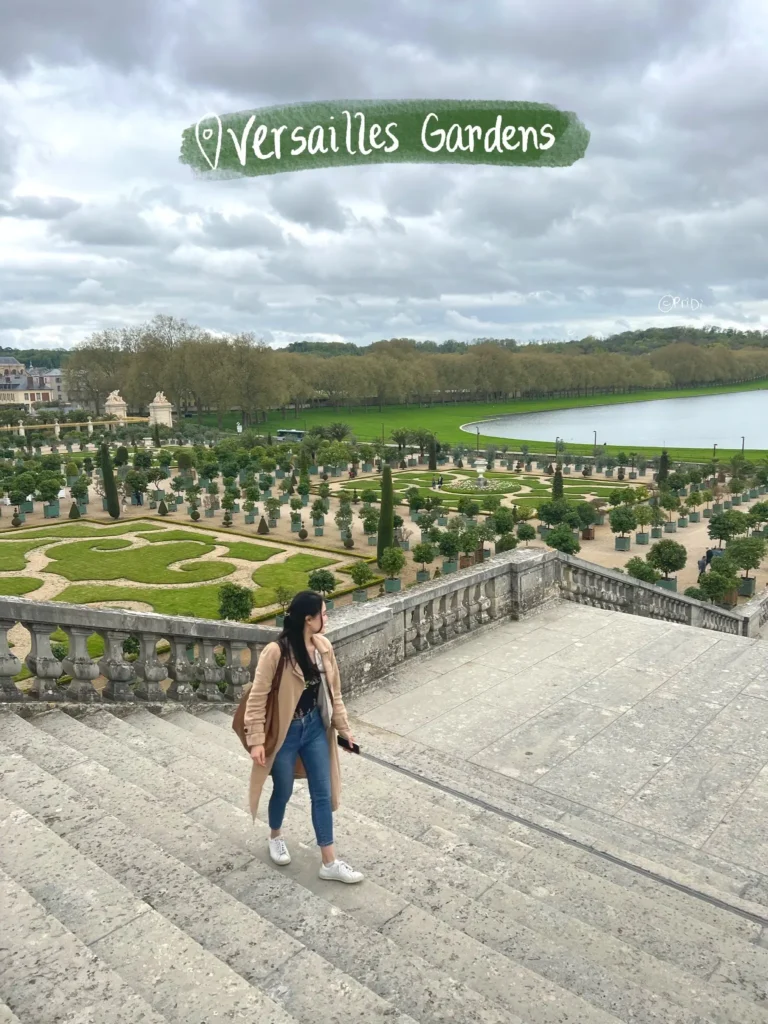 The beautifully manicured gardens of the Palace of Versailles