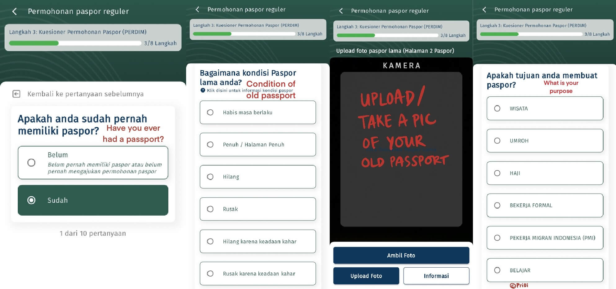 Application interface of M-Paspor