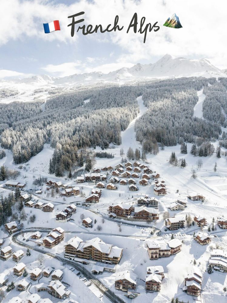 french alps village covered in snow