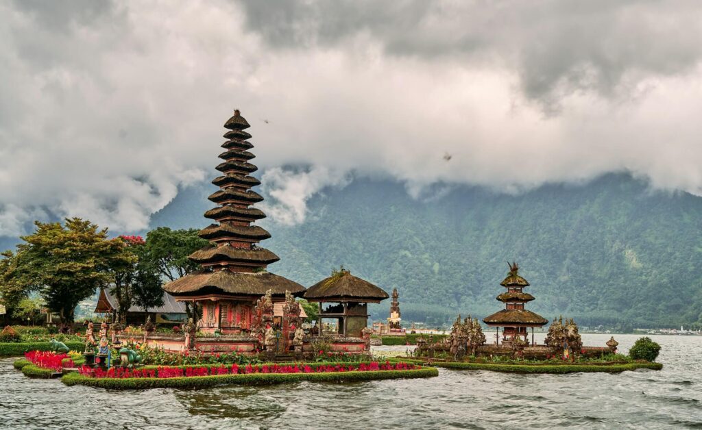 balinese temple on a lake