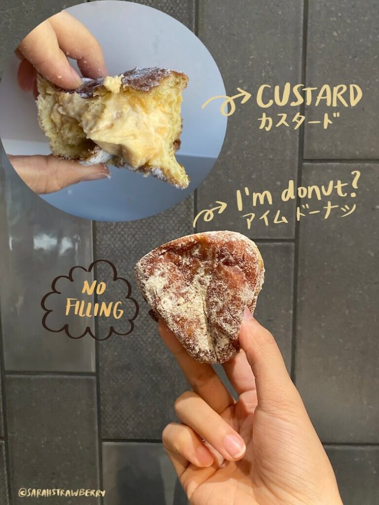 classic and custard flavors from I'm donut? store in Tokyo Japan, custard filled fried pumpkin doughnut