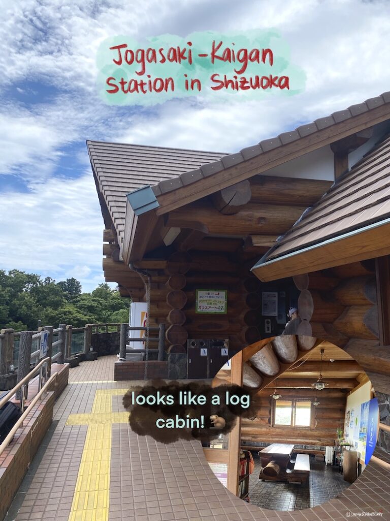 wooden log cabin train station in japan