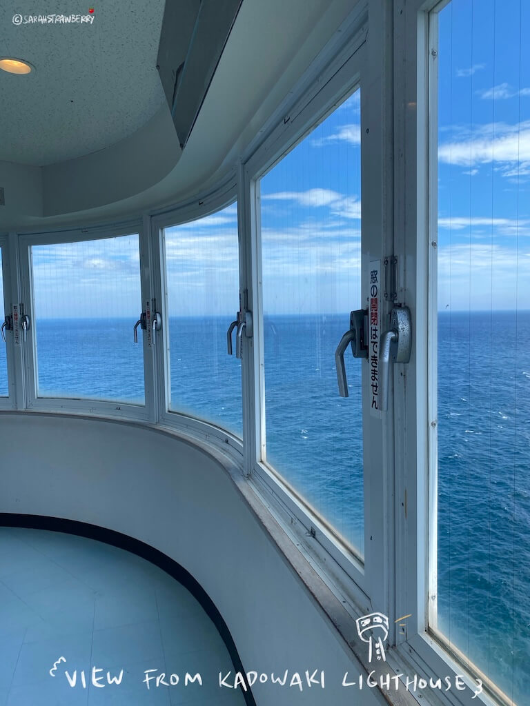 ocean view through lighthouse windows