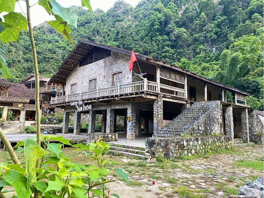 Stone house on stilts at Khuoi Ky vietnam