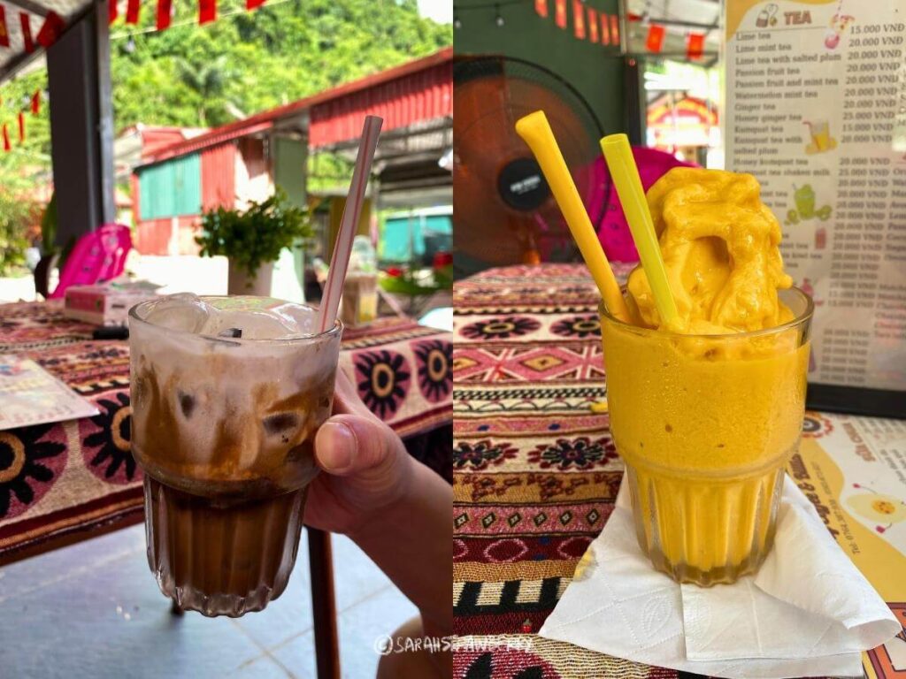 mango smoothie, vietnamese sea salt coffee