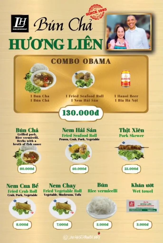 The Obama Combo at Bun Cha Huong Lien Hanoi Vietnam