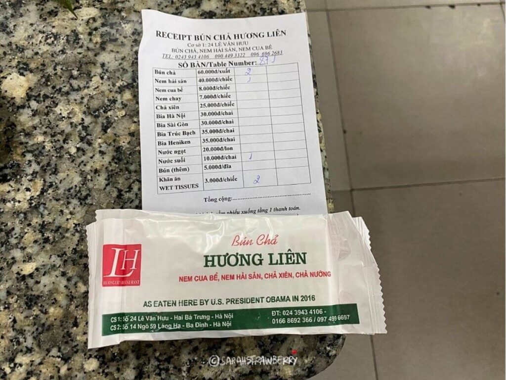 Bun cha huong lien bill hanoi vietnam