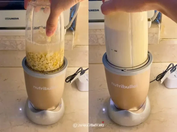 Blending soaked soybeans to make soymilk